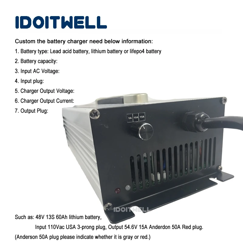 Подгонянное 2500W Регулируемое зарядное устройство 48V 40A 30A 20A ток 3 этапа регулируемое зарядное устройство для свинцово-кислотных или литиевых