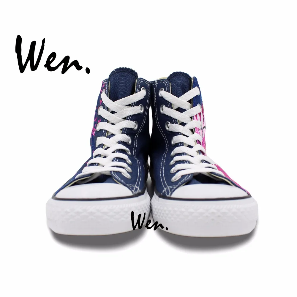 Wen Anime Hand Painted Shoes Design Custom Bleach Byakuya Kuchiki Christmas Gifts High Top Men Women's Canvas Sneakers | Спорт и