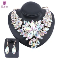 high quality crystal choker statement necklace earring jewelry set rhinestone wedding gift women brides prom party