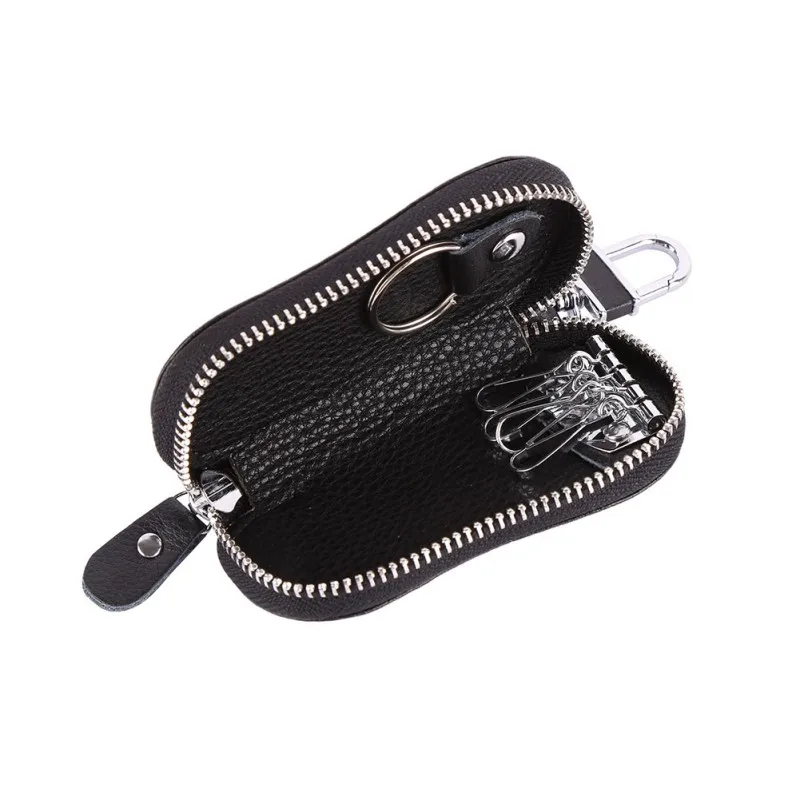 Для женщин ключницы кожаная ключница на молнии держатель ключей для автомобиля