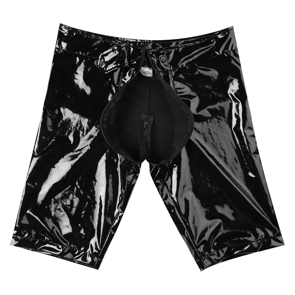 IEFiEL черные мужские боксеры Welook из лакированной кожи на молнии с открытой