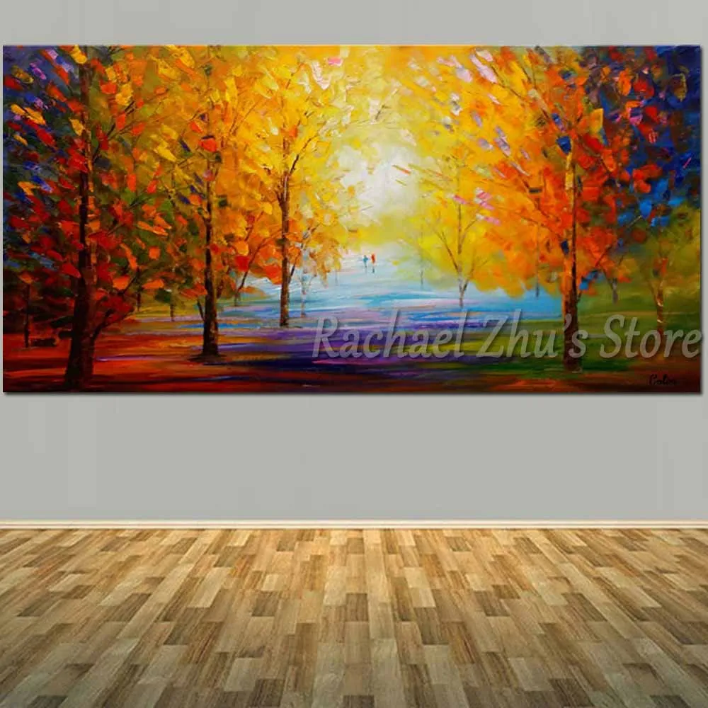 Большой размер ручная роспись абстрактная Ночная лампа Forst Lancape картина маслом на