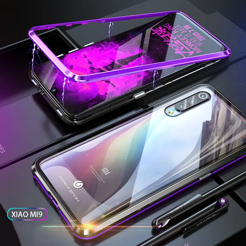 Глобальная Магнитная Крышка для Xiao mi 9 mi 9 чехол прозрачная Задняя стеклянная металлическая Алюминиевая Рамка откидная крышка для Xiao mi 9 чехол прозрачный