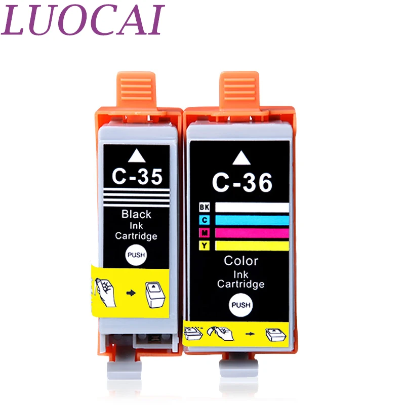 Чернильные картриджи LuoCai 2 шт. совместимы с Canon PGI-35 PGI35 CLI-36 PIXMA IP100B IP100