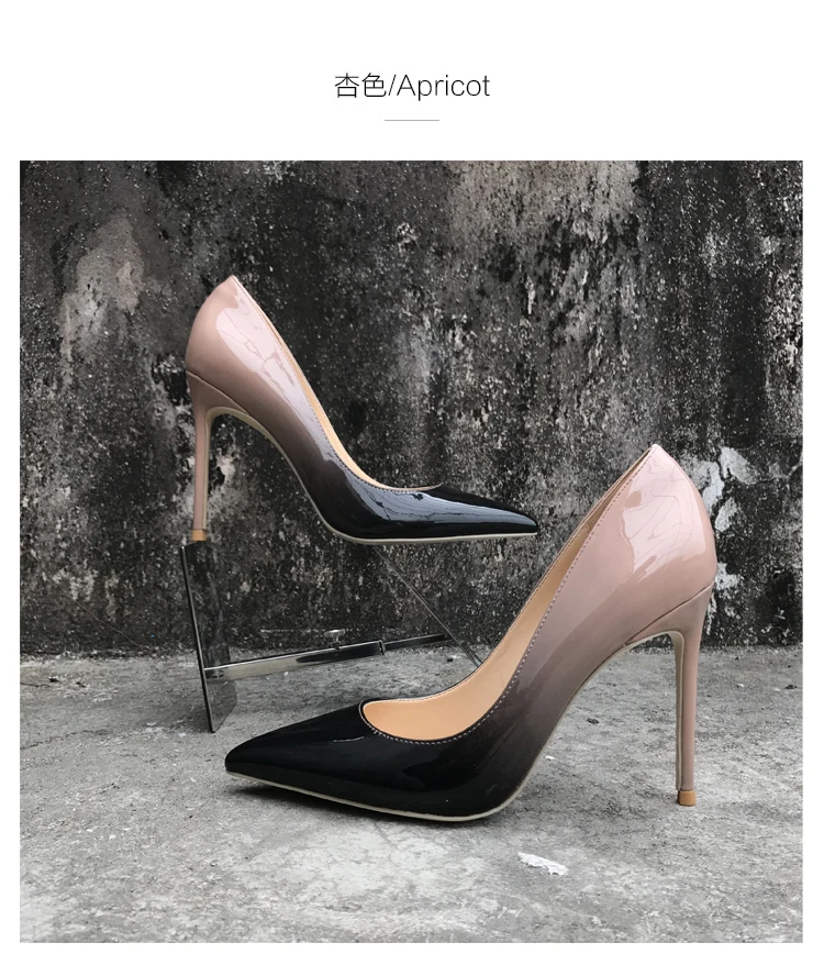 2021 free shipping Women black Gradient Patent Leather Poined Toe Stiletto high heel shoe pump HIGH-HEELED SHOE Wedding shoes | Обувь