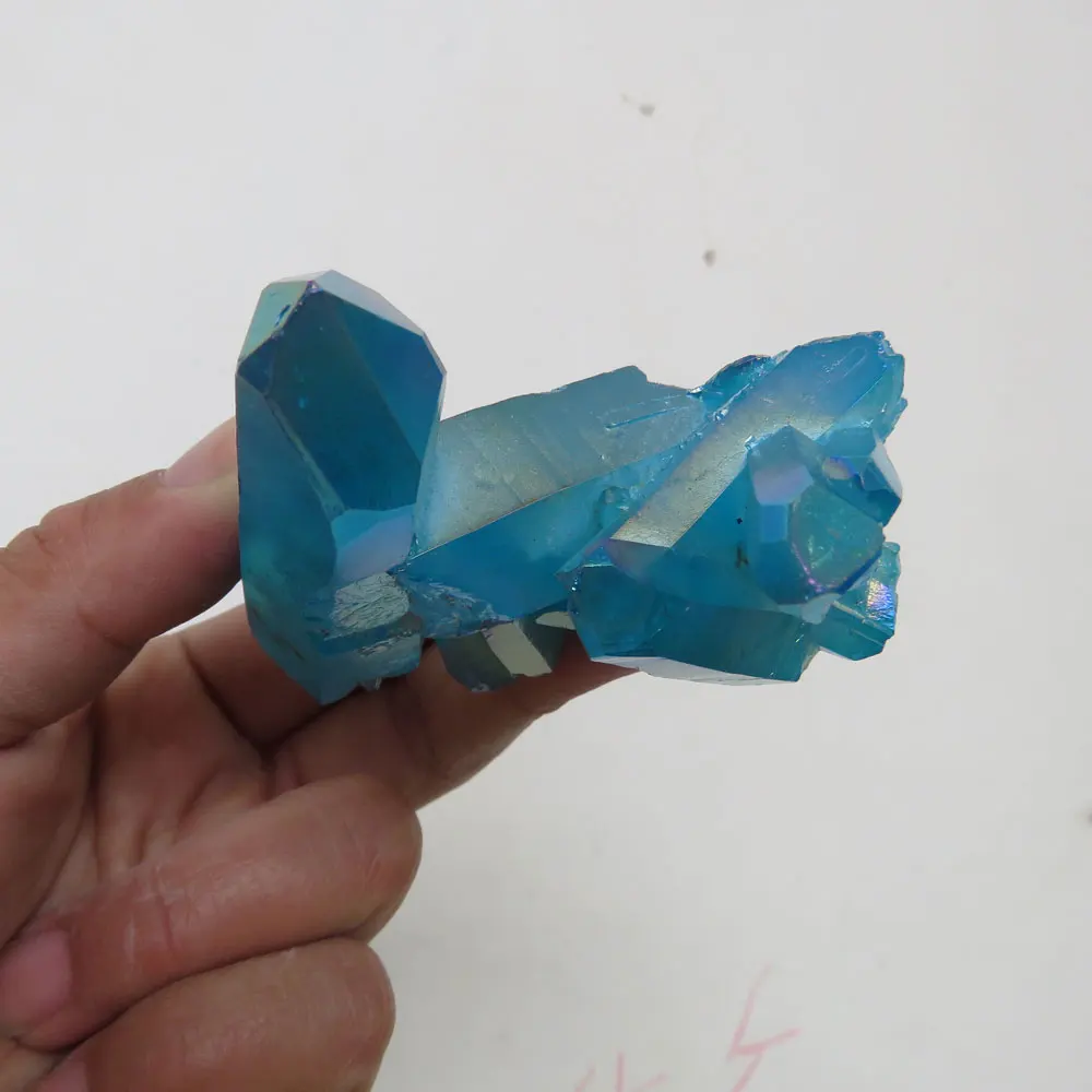 Редкий 101 г натуральный камень Aura кварц голубой кристалл Кластерные точки Титан