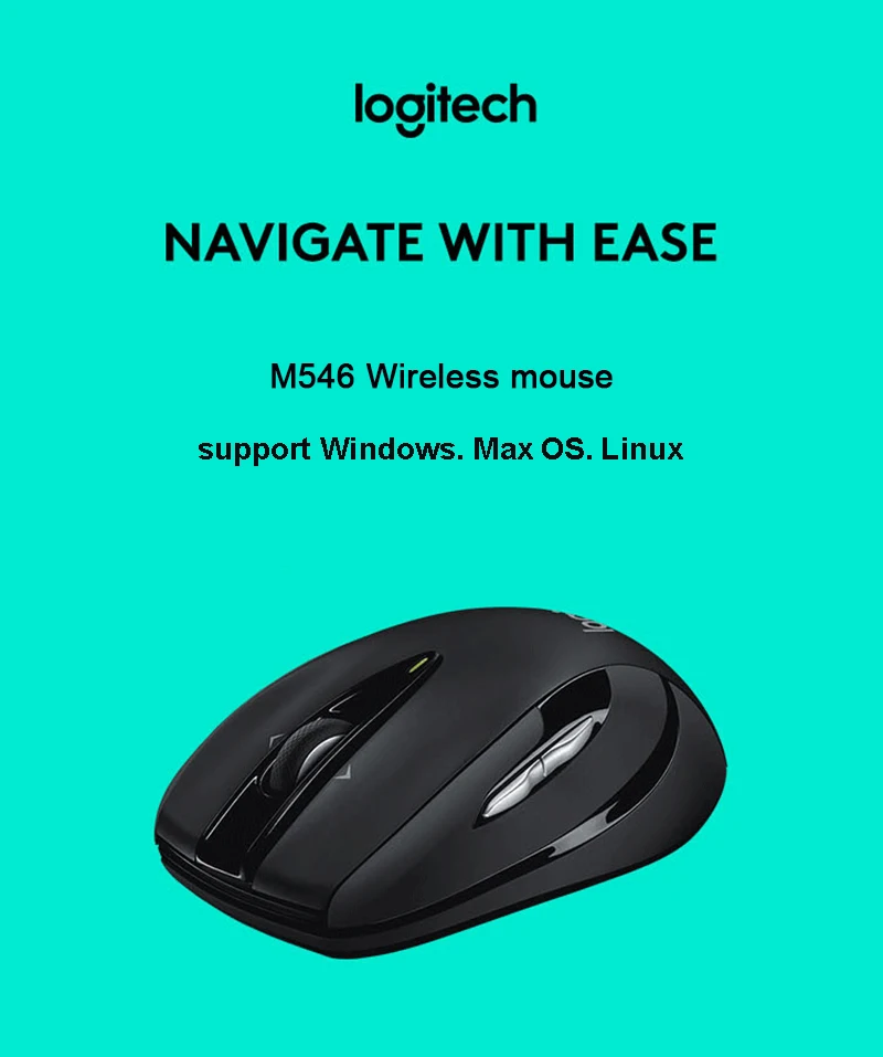 Logitech Мышь M546 Беспроводной Мышь с 95,5g черный, красный, серебристый, голубой, для ПК игровой пульт Поддержка официальный проверки 90