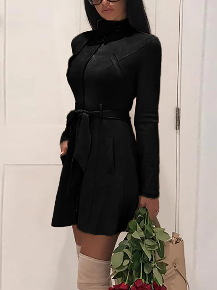 2019 осень Для женщин модные элегантные кнопки рабочая одежда с длинным рукавом