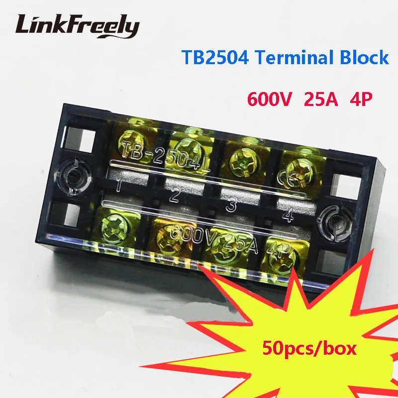 Клеммная лента TB2504 2 шт. 4P 25 А/600 В для электрических проводов|Терминалы| |