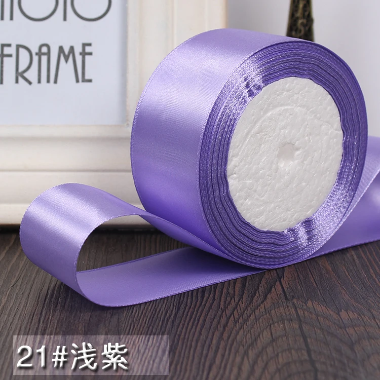 light purple 6/10/15/20/25/40/50 мм) 22 м Slik Атласная Лента Свадебная вечеринка украшения пригласительный билет подарочная упаковка поставки DIY Лук Craft - Цвет: light purple