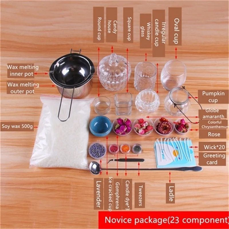 Novice package CHUANGGE свечи DIY посылка набор соевый воск самодельные свечные комплекты посылка Руководство DIY инструменты материал ароматерапия силиконовая форма - Цвет: Novice package