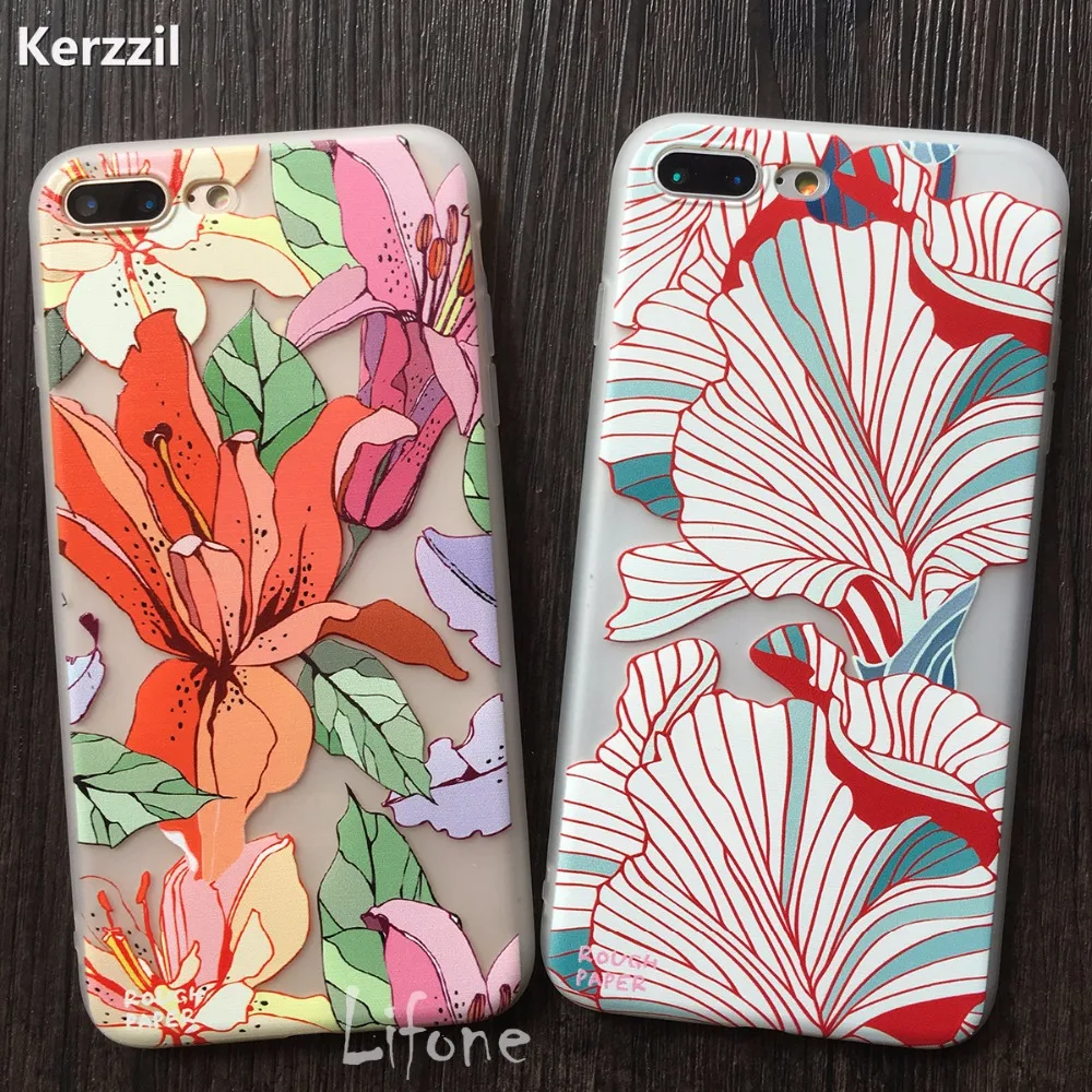 Kerzzil модные 3D роспись цветы Фламинго Cat Чехол для iPhone 6 6S 7 Plus матовая Мягкие TPU