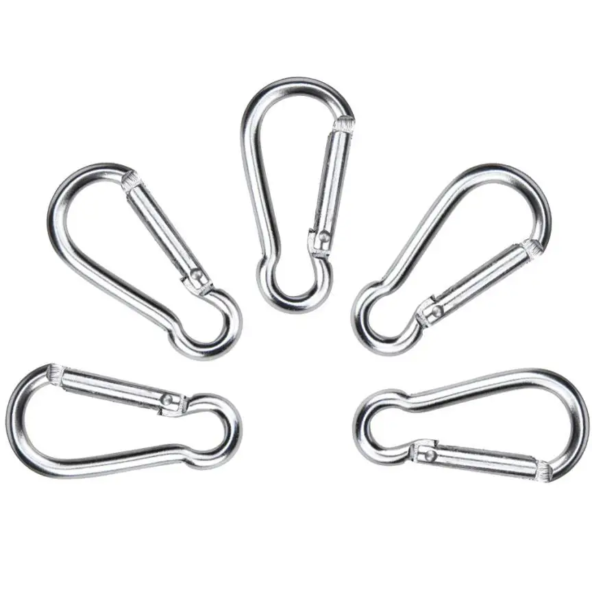 Серебристый Открытый скалолазание Quickdraws 5 шт. алюминиевый сплав D брелоки карабины Пружинные Защелки Крючки карабины Брелока Для Ключей apr21 - Цвет: Серебристый