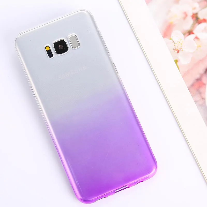 Purple Градиентный Прозрачный чехол для samsung Galaxy A50 A30 M20 M10 S10 плюс S10E S8 S9 A9 A8 A6 A7 J4 J6 Plus Note 9 8 S7 силиконовый чехол - Цвет: Purple