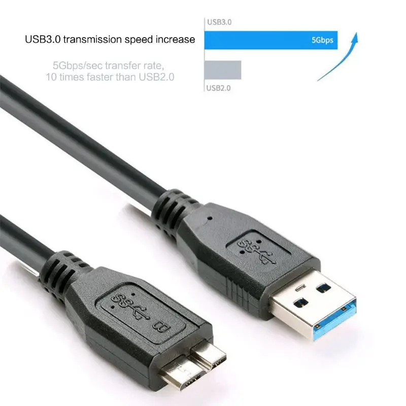 Черный Мини Портативный USB 3 0 кабель для передачи данных от A до Micro B внешнего