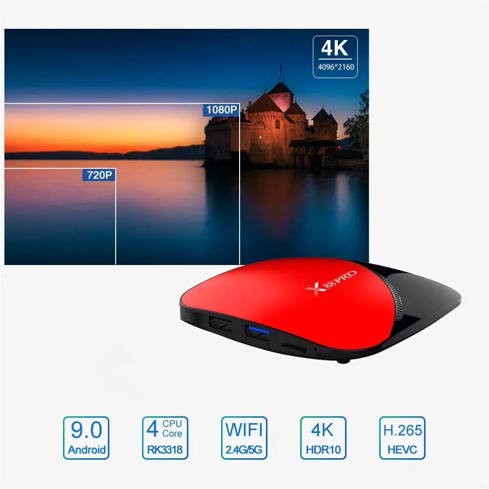 ТВ приставка LEMADO X88PRO Android 9 0 телеприставка Rockchip RK3318 4 Гб RAM 64 ROM 4K Google Player Store Smart TV