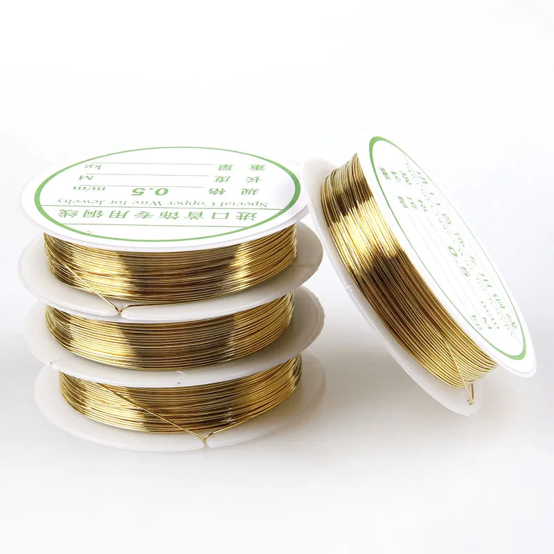 Gold 0.5mm 7M Мульти-размер, медная проволока, тянущаяся эластичная катушка, шнур, Хрустальная нить, нить для изготовления ювелирных изделий, бисероплетение, браслет, рыбалка - Цвет: Gold 0.5mm 7M