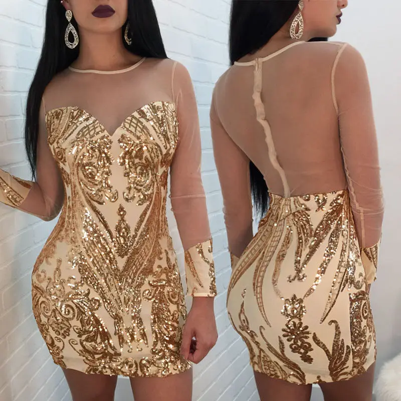 2018 Новый модные пикантные Для женщин бинты Bodycon с длинным рукавом клуб вечерние