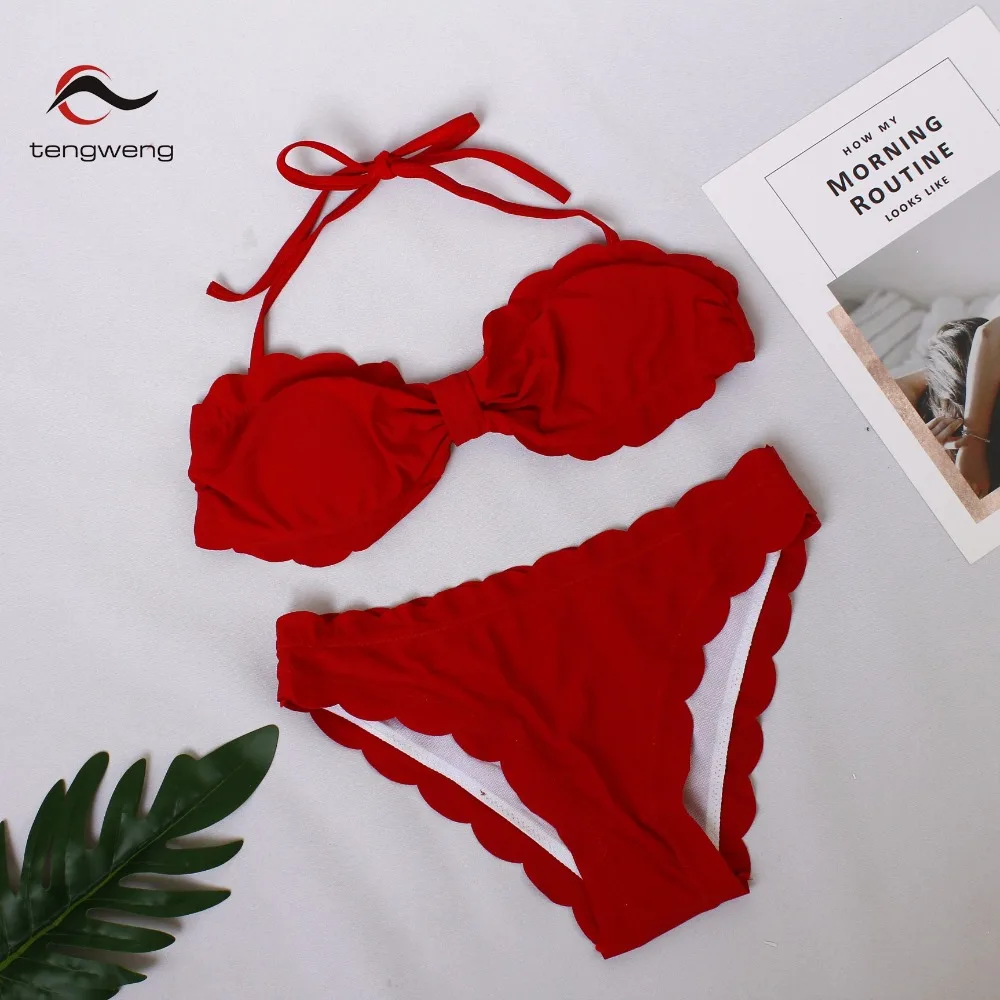 2018 Сексуальная бандо волна из двух частей для женщин бикини большой размеры