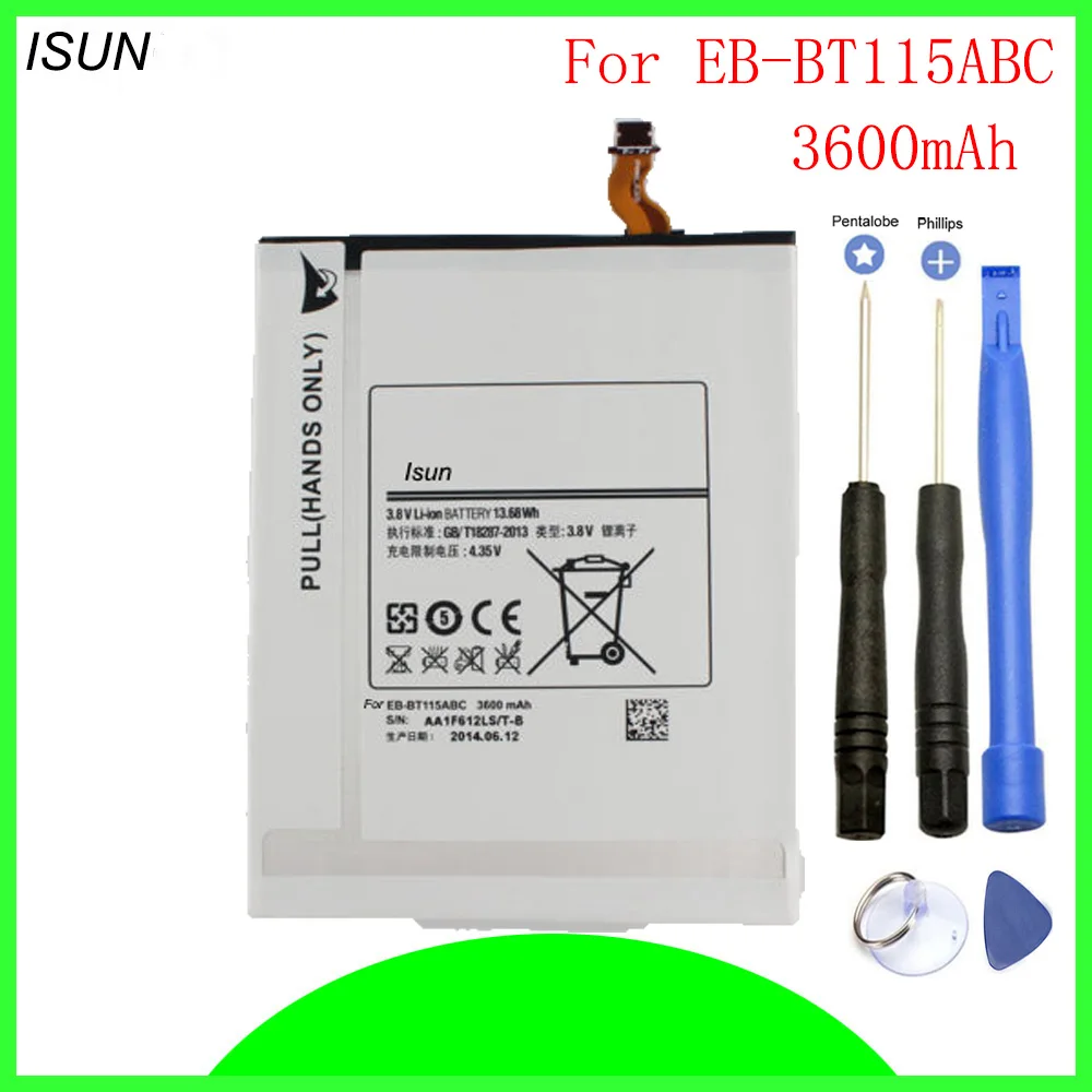 ISUN 3600 мАч батарея для Samsung Galaxy Tab 3 Lite 7 0 3G SM T111 T110 T115 EB BT115ABC BT111ABE с ремонтными
