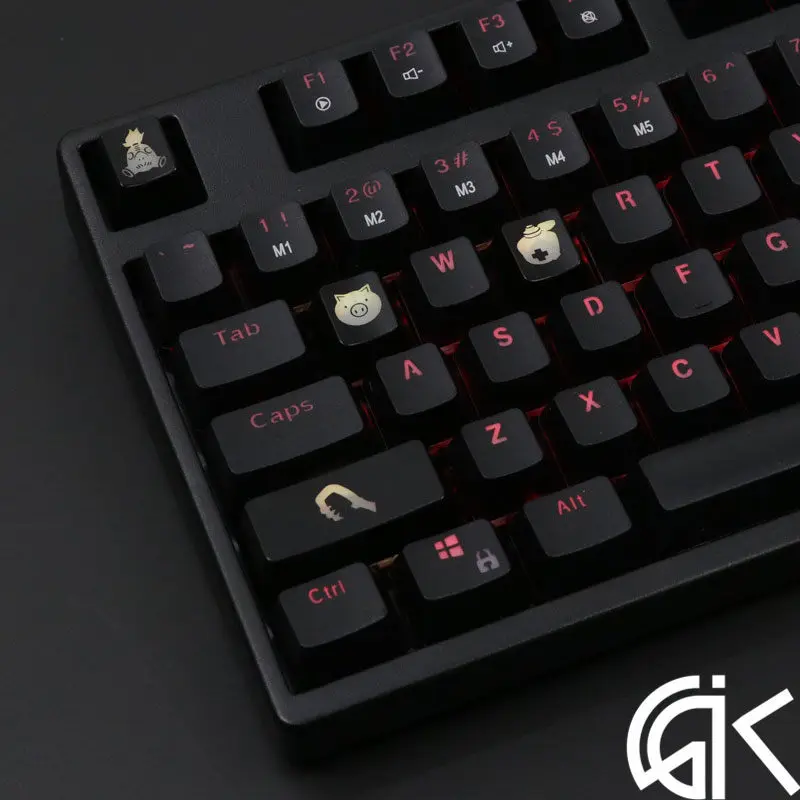 4 шт./компл. keysets подсветка OW ключ Шапки из АБС-пластика с гравировкой клавиши блеск-через для патруля gamer механическая клавиатура ANSI черный