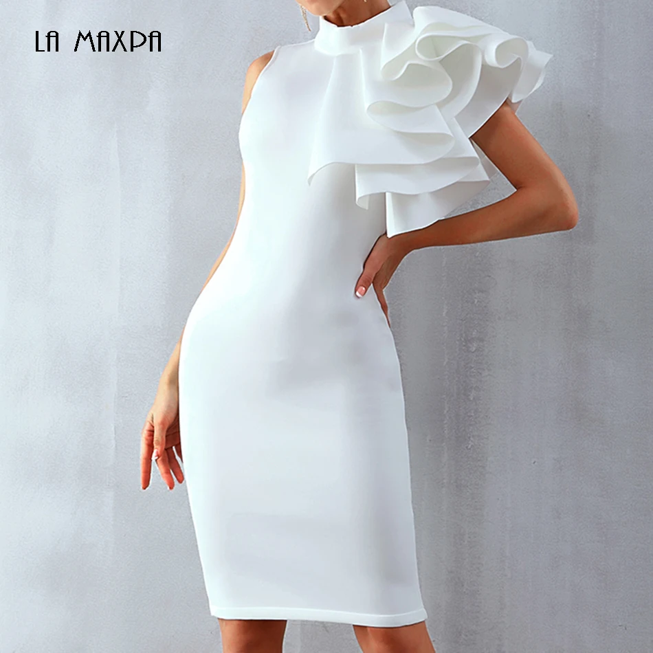2020 новые осенние женские Модные сексуальное платье без рукавов Chic Раффлед Vestidos