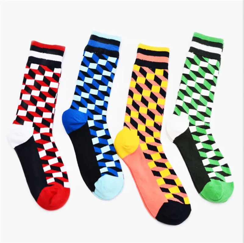 CRAZY FLY Colorful Cotton Men Happy Socks Striped Plaid Women Unisex Funny Harajuku Casual Breathable for Christmas Gift | Женская