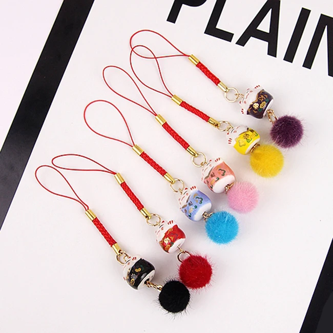 1 шт. брелок Omamori Maneki Neko Fortune Cat милый меховой звонок украшение подвеска на сумку