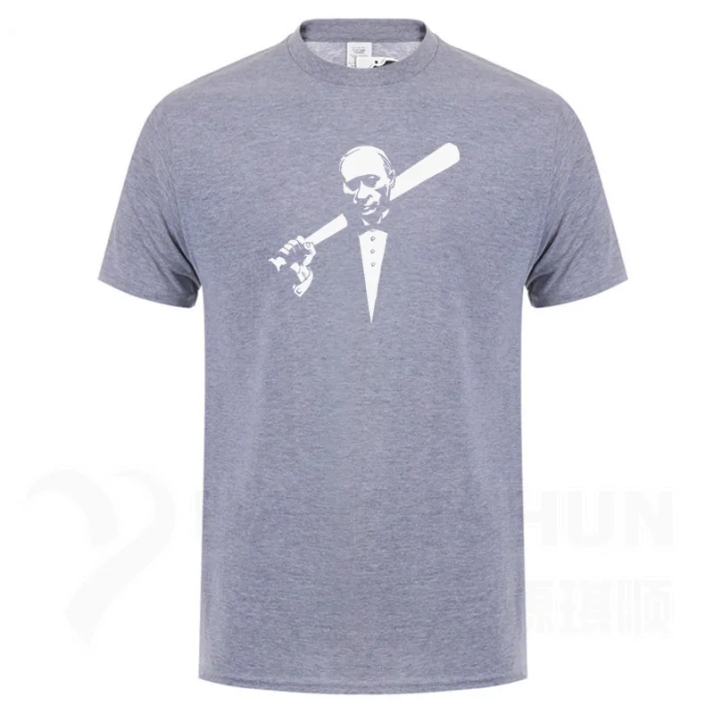 Gray 1 Funny Men's Tee Shirt Russian President Vladimir Putin Print T-shirt Top Quality Cotton Short sleeves Tops Fashion Men Tees - Цвет: Gray 1