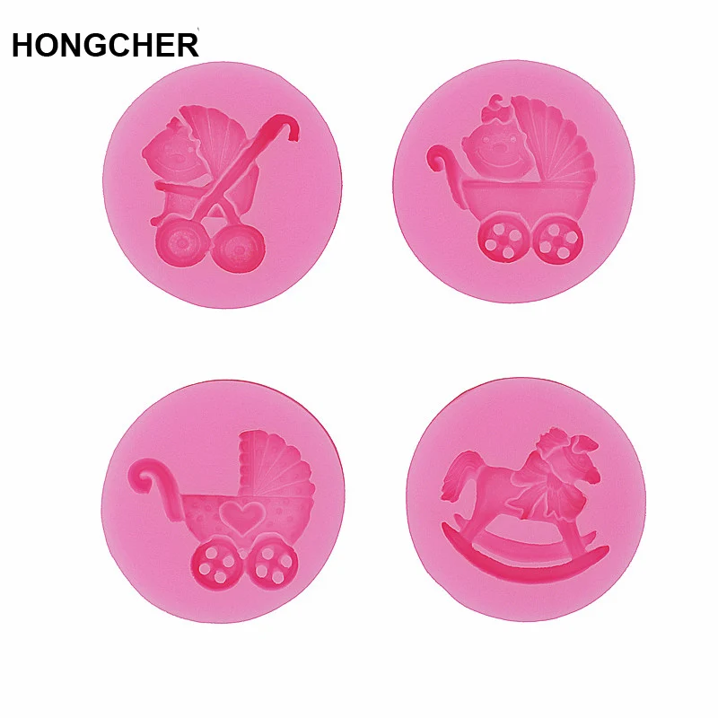 Детские коляски fondant(сахарная) силиконовая форма шоколадовая форма, украшение для торта, десерта пресс-форм, кухня, приспособление для выпечки, Желейный пудинг бисквит