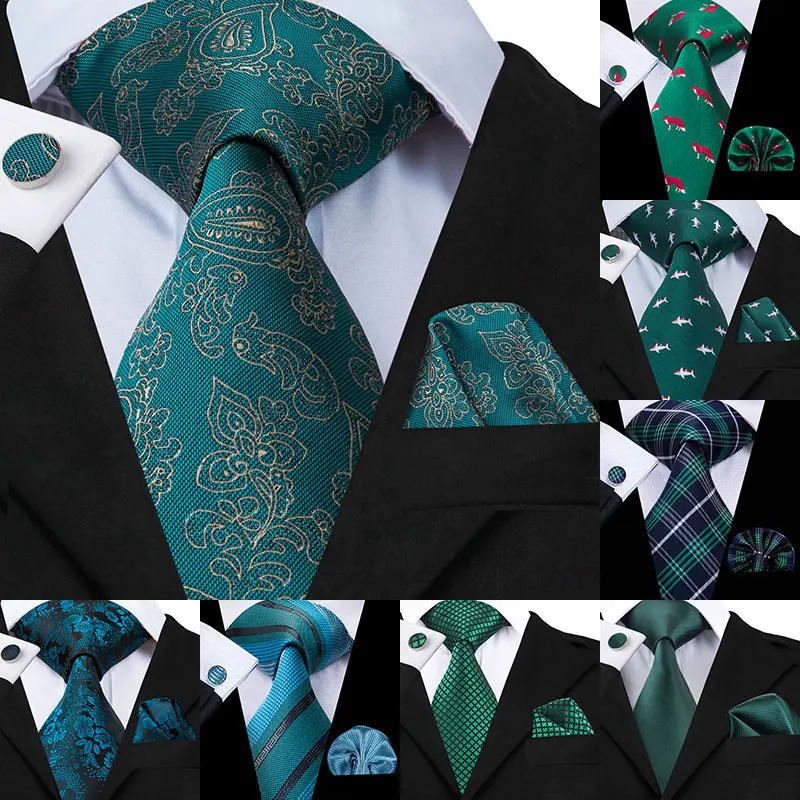 Hi Tie новый зеленый Шелковый мужской галстук для мужчин 8 5 см классический набор