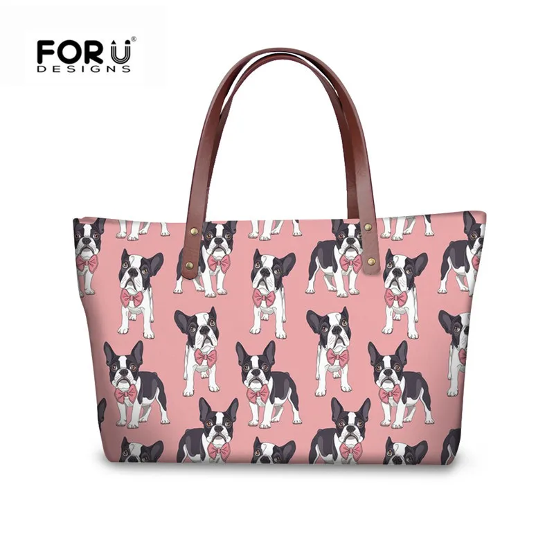 Женская сумка для покупок FORUDESIGNS Boston Terrier большая летняя розовая тоут девочек