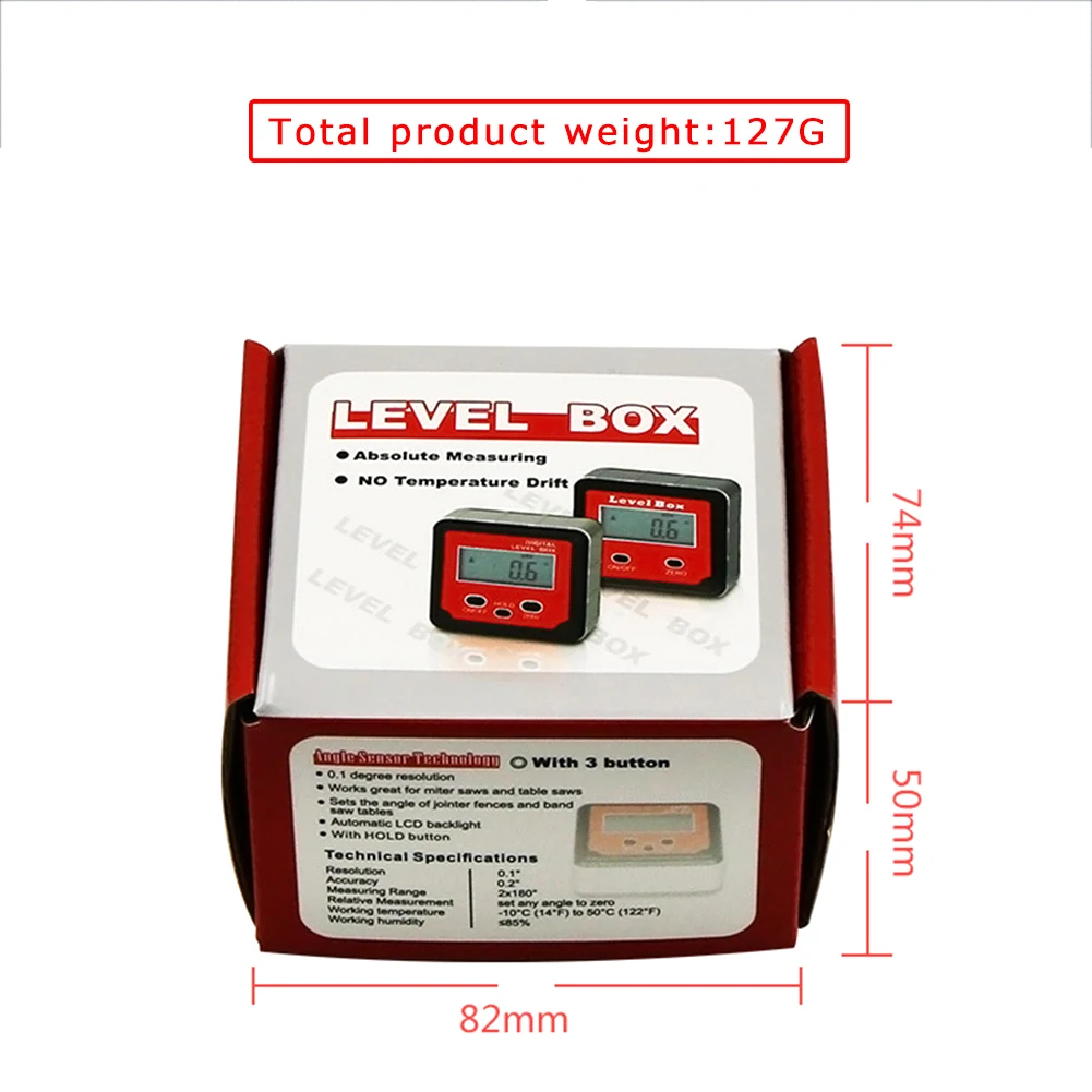 Red 2 Key Precision Electronic Digital Inclinometer Slope Meter Level Protractor Angle Box | Инструменты