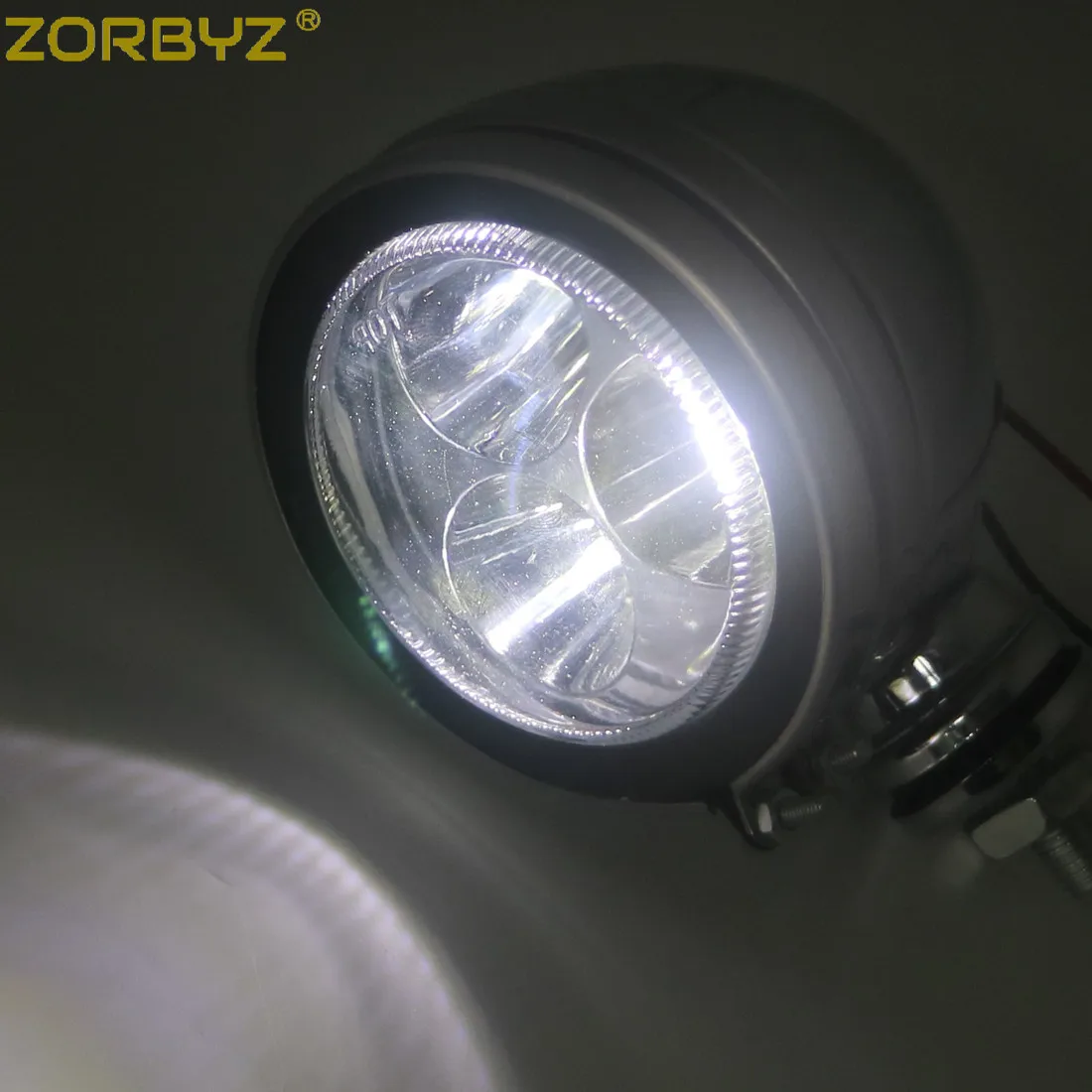 ZORBYZ мотоциклетная хромированная металлическая Ретро светодиодная фара дальнего