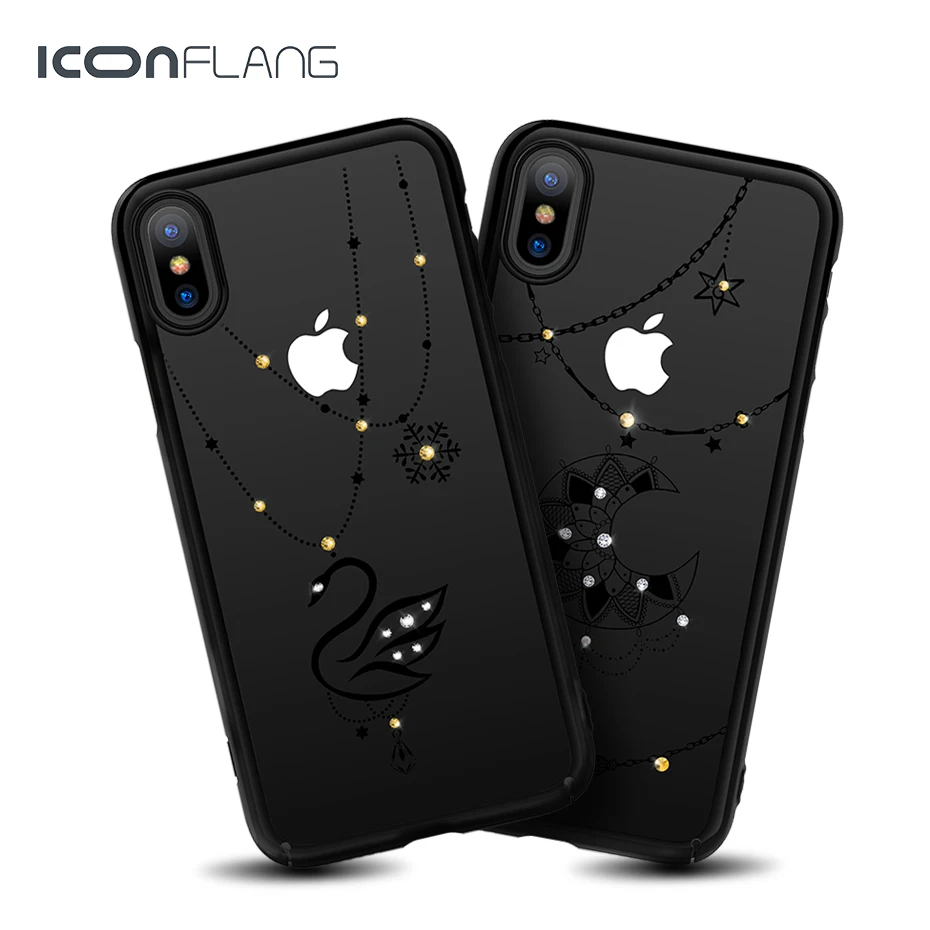 3D Алмазный Роскошный прозрачный Футляр для iphone X 10 с блестящим покрытием задняя