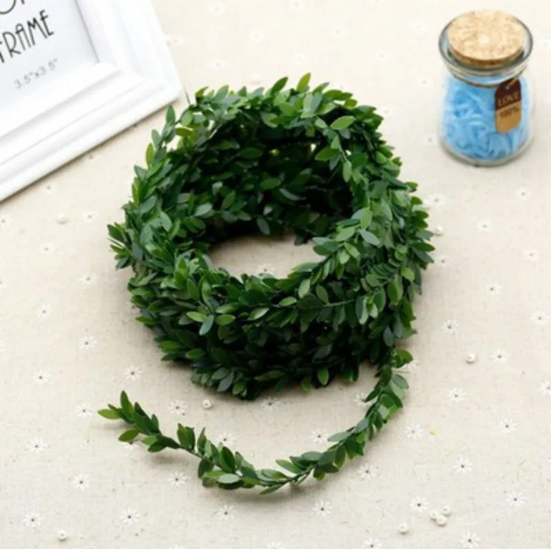Wire Green Christmas Rattan DIY Woven Handmade Vines 7.5 MetersLeaves Decoration New Artificial Garland Rustic Wedding | Дом и сад