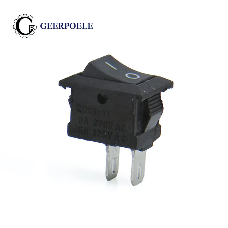 Черный 10 шт./партия KCD1 15*10 SPST 250V 3A 2 Pin Красный переключатель для лодки кнопка включения выключения - Цвет: Черный