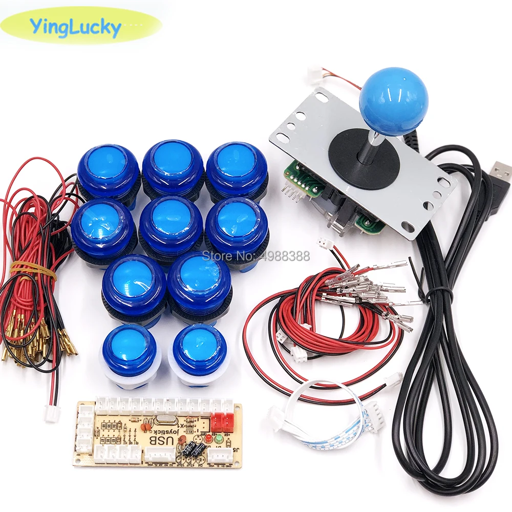 Yinglucky sanwa diy kit 2 игрока DIY аркадный джойстик игровые наборы с 20 светодиодный аркадных кнопок к USB кодировщик комплект аркадный