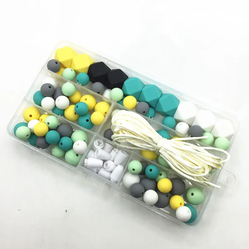 

2017 NEW Silicone Beads DIY SETeco baby teething beads set nursing DIY Chew Jewelry Silicone Baby teeth Necklace