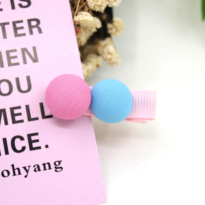 50pcs Boutique Cute Felt Pom Hairpins Solid Mini Ribbon Button Hair Clips Princess Headwear Fashion Accessories |