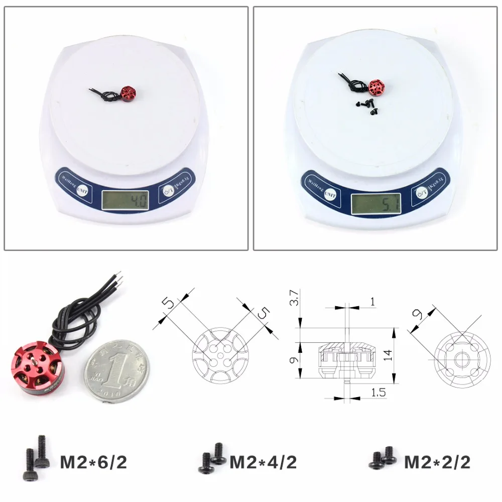 4 шт. высокое качество KINGKONG 1103 7800KV 1 2S бесщеточный двигатель для FPV мини гоночных