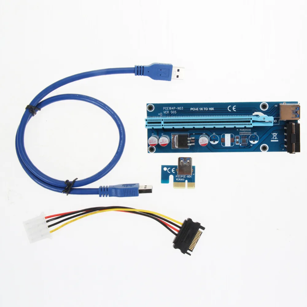 Райзер карта PCIe PCI E Express 1x к 16x USB 3 0 кабель для передачи данных SATA 4Pin IDE Molex блок