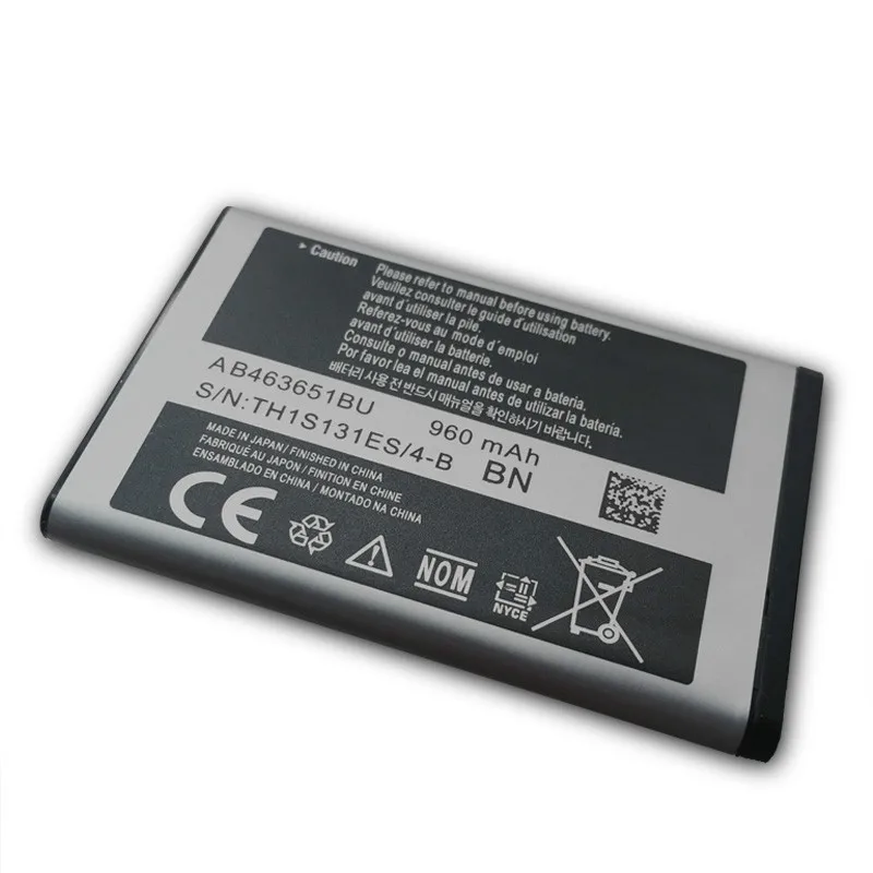 1 шт. AB463651BU Батарея для samsung W559 S5620I S5630C S5560C C3370 C3200 C3518 J808 F339 S5296 C3322 L708E S5610 960 мА