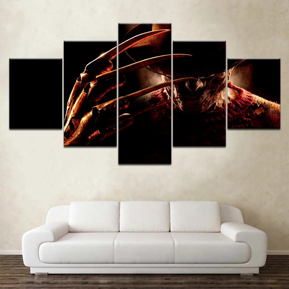 5 панелей &quotКошмар на улице Вязов&quot Фредди картины Wall Art шт. принты Фотографии