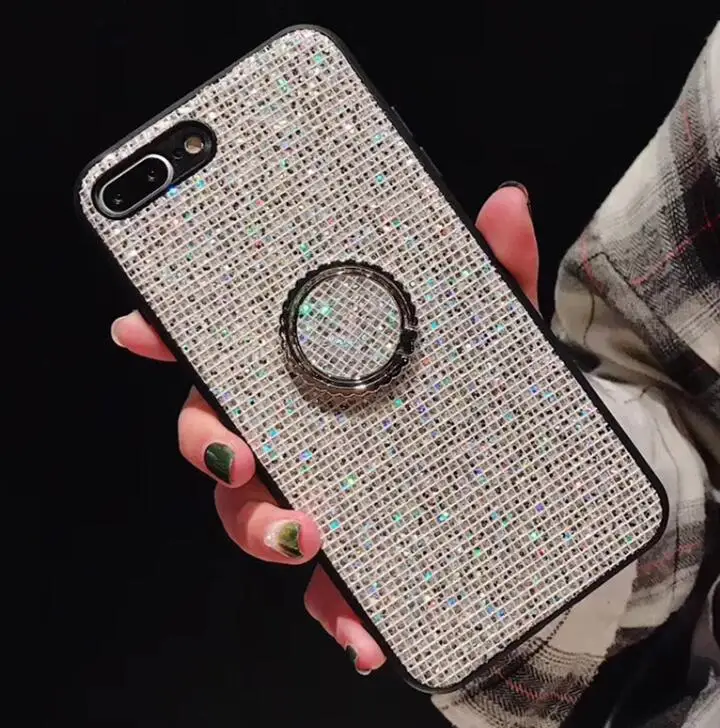 silver Чехол с блестящим бриллиантовым кольцом для iPhone X, XR, XS, xsmax, 8 plus, чехол для iPhone 7 plus, 6, 6s Plus, чехол, чехол - Цвет: silver