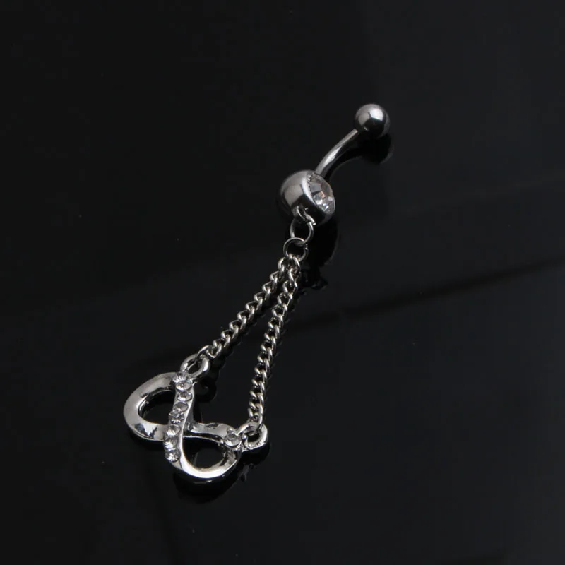 Кольцо для пупка из нержавеющей стали 316L с 8 кристаллами 14 г 1 шт.|body jewelry|ring navelbelly