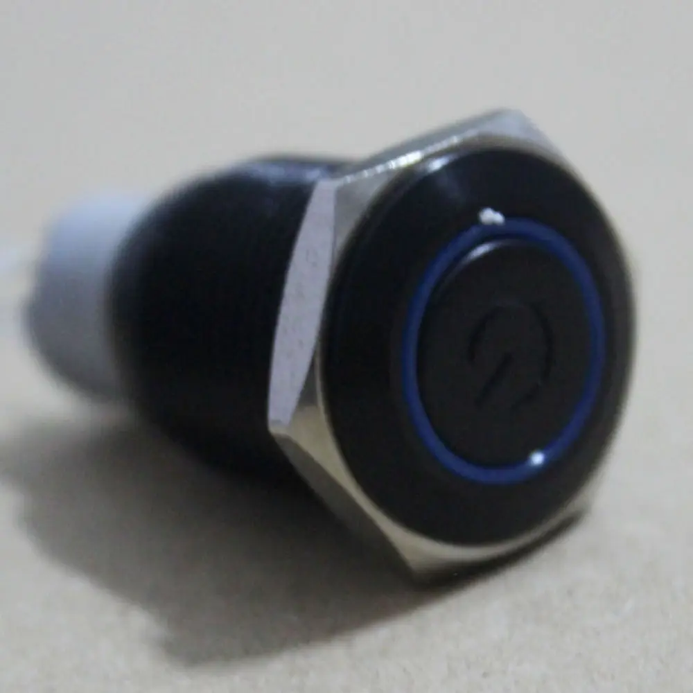 EE support 12V 3A 16mm LED Symbol & Circle черный металлический кнопочный переключатель