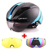 3 lens aero 280g bicycle helmet magnetic goggles bike sport helmet racing speed airo time trial mtb road tt cycling safty helmet