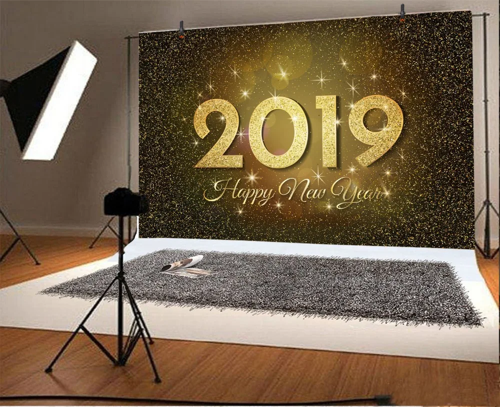 Laeacco счастливый новый год 2019 фоны золотой блеск горошек плакат вечерние Детские