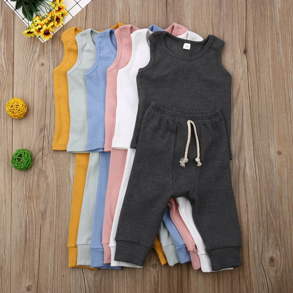 

Hot Sale Summer Toddler Baby Boy Girl Clothes Set Newborn Kids Solid Vest+Pants Trousers 2PCS Casual Outfits Set